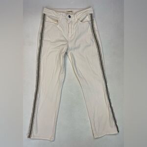 L’agence Nadia Side Tape High Waist Crop Denim Jeans Women Size 25 Vintage White